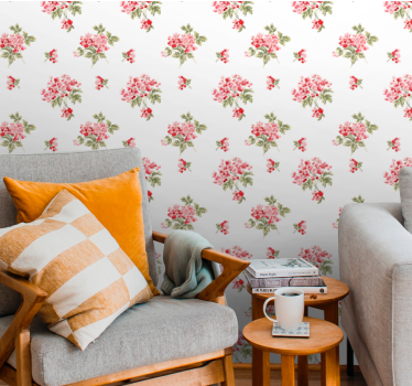 Minimalistisk shabby chic mønster blomster tapet - Tenstickers