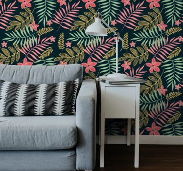 Neonlys etterlater blomstertapet - Tenstickers