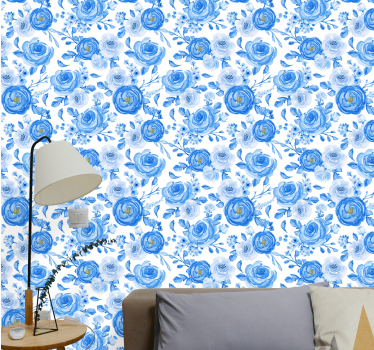Nordisk stil blå klokker blomster natur tapet - Tenstickers