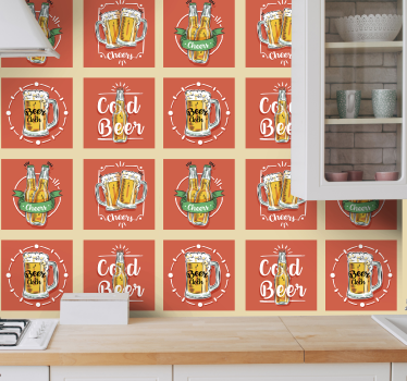 ølkrus collage tapet kjøkken - Tenstickers