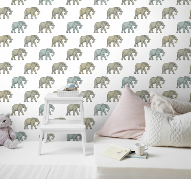 Realistiske dyr elefanter barn tapet - Tenstickers