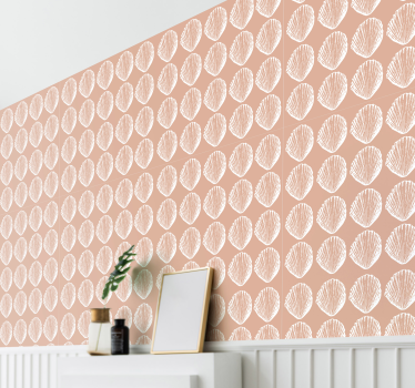 Retro skjell mønster beige skjell tapet - Tenstickers