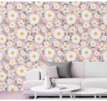 Rosa bakgrunn tusenfryd blomster natur tapet - Tenstickers