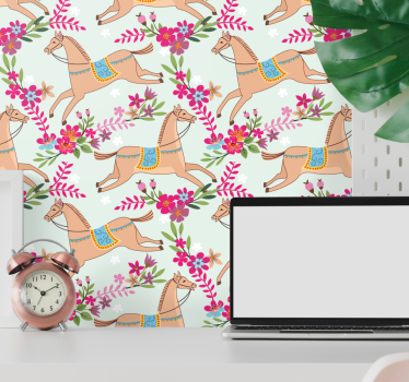 Rytterblomster tapet dyr - Tenstickers