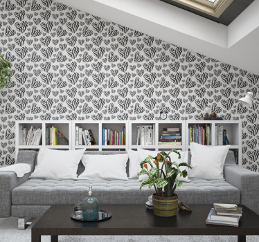 Sebra animal print hjerte utskrift tapet - Tenstickers