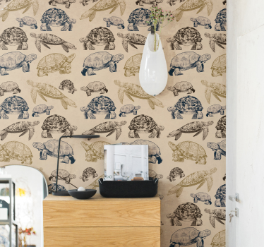 Skilpadder beige tapets soverommet tapet - Tenstickers