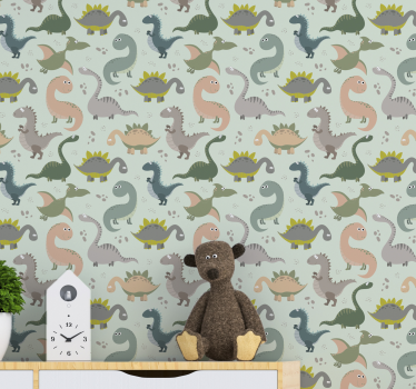 Smilende dinosaurer barn tapet - Tenstickers