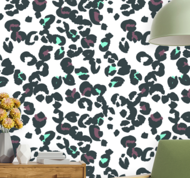 Snøleopard kunstnerisk mønster stue tapet - Tenstickers