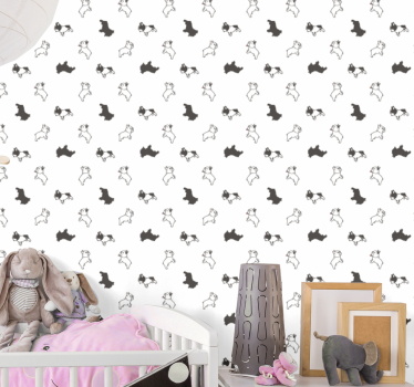 Svart -hvitt design av hunder barne tapet - Tenstickers
