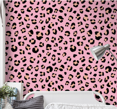 Svart og rosa akvarell leopardmønster barne tapet - Tenstickers