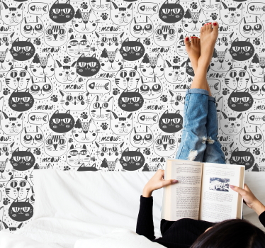 Svarte og hvite katter kult dyrtapet - Tenstickers