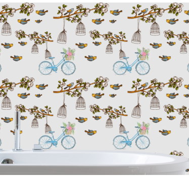 Sykkel fugl design fugletapet - Tenstickers