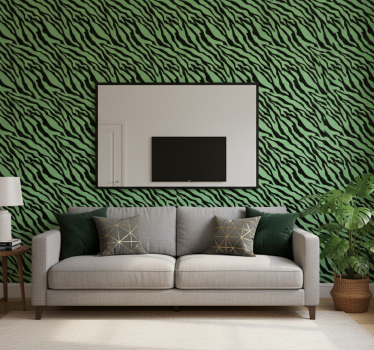 Tapet dyr grønns zebra design - Tenstickers