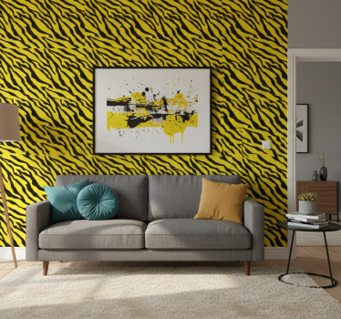 Tapet dyr gult stribet zebra design - Tenstickers