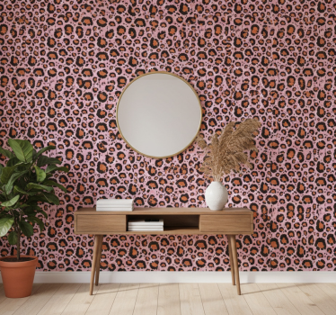 Tapet dyr rosa leopardmotiv - Tenstickers