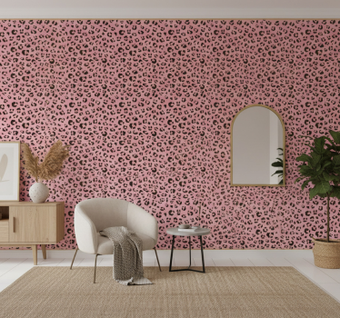 Tapet dyr sort og rosa akvarell leopardmønster - Tenstickers