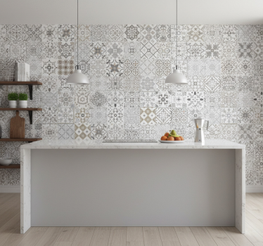 Tapet kjøkken grå mosaikk - Tenstickers