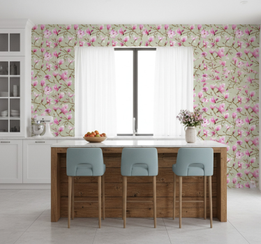 Tapet kjøkken rosa magnoliablomstring - Tenstickers