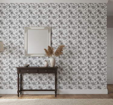 Tapet korridor elegante grå blomster - Tenstickers