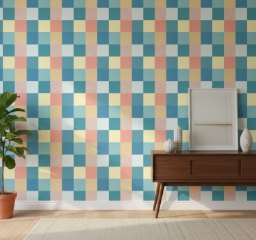 Tapet korridor fargerikt retro patchwork mønster - Tenstickers