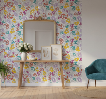 Tapet korridor fargerikt rosemønster - Tenstickers