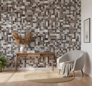 Tapet korridor grå rektangler mosaikk - Tenstickers