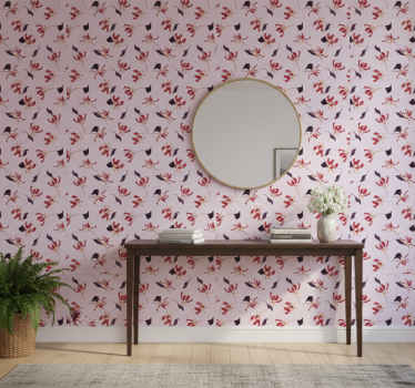 Tapet korridor håndtegnet rødlilje blomsterdesign - Tenstickers