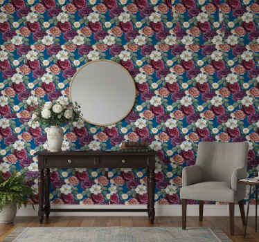 Tapet korridor livlige roser arrangement - Tenstickers
