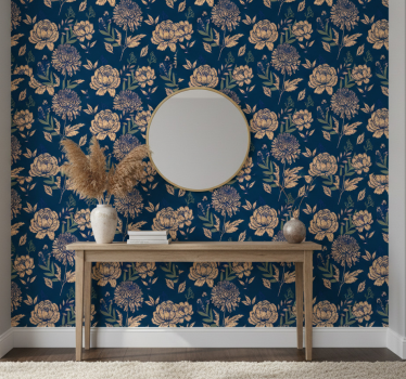 Tapet korridor marineblått elegant mønster - Tenstickers