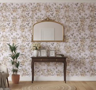 Tapet korridor med elegant rosemotiv - Tenstickers