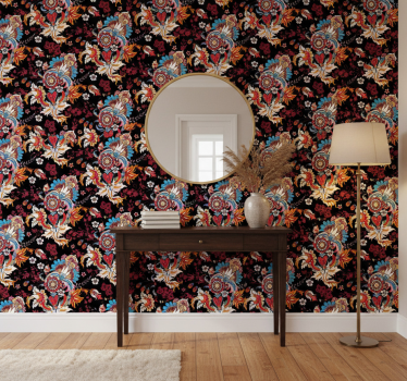 Tapet korridor med livlig blomstermotiv - Tenstickers