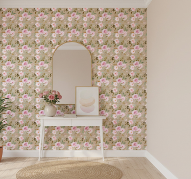 Tapet korridor rosa blomsterdesign - Tenstickers