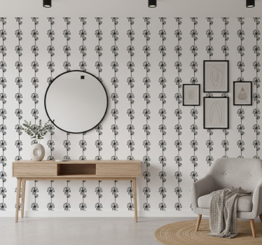 Tapet korridor svarte vertikale blomster - Tenstickers