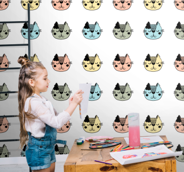 Tegneserie kattefjes katt tapet - Tenstickers
