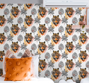 Tigermønster håndtegnet giftemål tapet - Tenstickers