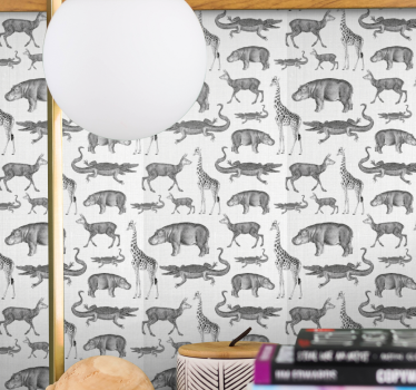 Tropisk grå motiv tapet dyr - Tenstickers