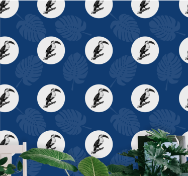 Tukan og blader fugletapet - Tenstickers