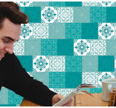 Turkis flise tapet - Tenstickers
