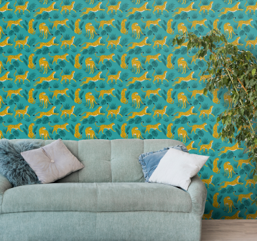 Turkis mønster leopard tapet - Tenstickers