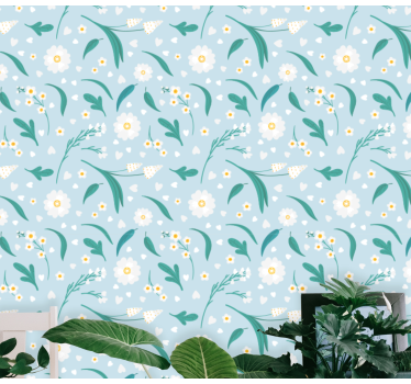 Tusenfryd blomster fallende blomster tapet - Tenstickers