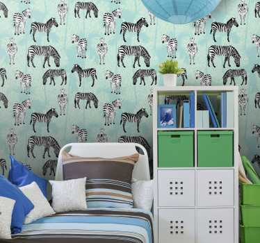 Zebra safari mønster kult dyr tapet - Tenstickers